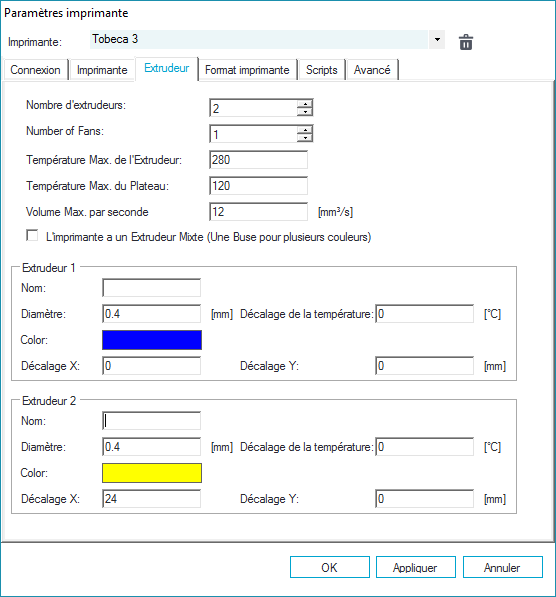 configuration double extrudeur